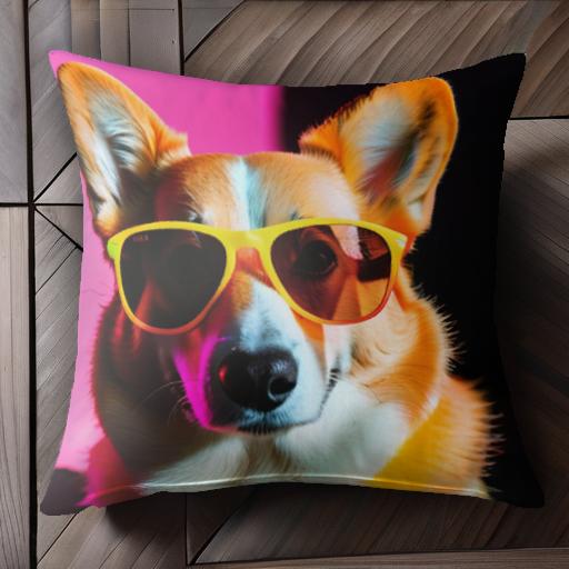 サングラス ウェルシュコーギーペンブローク ピンク アクセサリー クッションカバー 45×45cm アニマル..