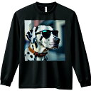 サングラス ダルメシアン 首輪 街 長袖Tシャツ 人間用 メンズ 秋春夏 プリント レジャー アウトドア カジュアル かわいい