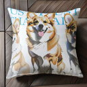犬 コーギー 可愛い カラフル 楽しい 信頼 クッションカバー 45×45cm アニマル柄 おしゃれ クッション本体付き 正方形