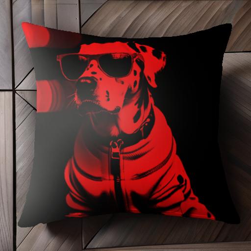 サングラス ダルメシアン ジャケット 赤いライト クッションカバー 45×45cm アニマル柄 おしゃれ 可愛い クッション本体付き 正方形