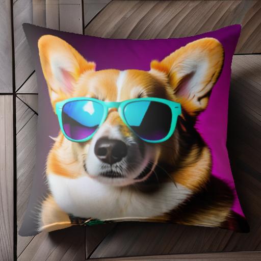 サングラス コーギー ピンクの背景 おしゃれ クッションカバー 45×45cm アニマル柄 可愛い クッション..