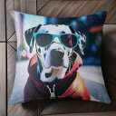 サングラス ダルメシアン パーカー 犬 ストリート クッションカバー 45×45cm アニマル柄 おしゃれ 可愛い クッション本体付き 正方形