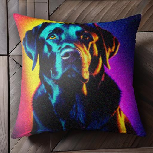 虹 ラブラドールレトリバー カラフル 犬 芸術 ポップアート クッションカバー 45×45cm アニマル柄 おしゃれ 可愛い クッション本体付き 正方形