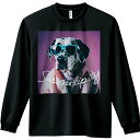 長袖Tシャツ 人間用 メンズ 秋春夏 プリント レジャー アウトドア カジュアル かわいい サングラス ダルメシアン コート ピンクの背景 テキスト