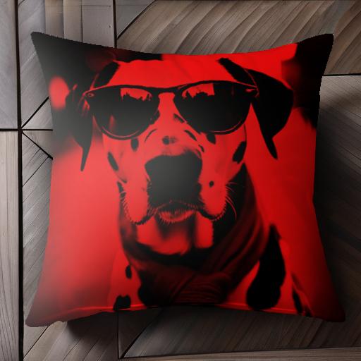 サングラス ダルメシアン マフラー クッションカバー 45×45cm アニマル柄 おしゃれ 可愛い クッション本体付き 正方形