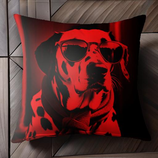 サングラス ダルメシアン マフラー おしゃれ クール ドット柄 クッションカバー 45×45cm アニマル柄 可愛い クッション本体付き 正方形