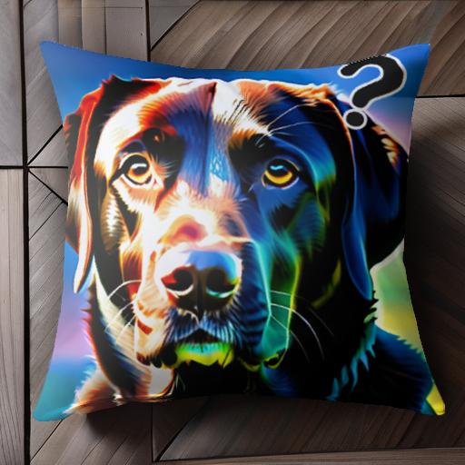 疑問符 ラブラドールレトリバー 虹色 絵画 クッションカバー 45×45cm アニマル柄 おしゃれ 可愛い クッション本体付き 正方形