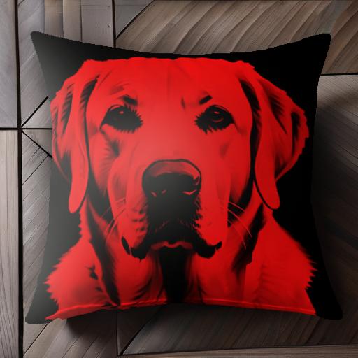赤 ラブラドールレトリバー アート 犬 シンプル 強さ クッションカバー 45×45cm アニマル柄 おしゃれ 可愛い クッション本体付き 正方形