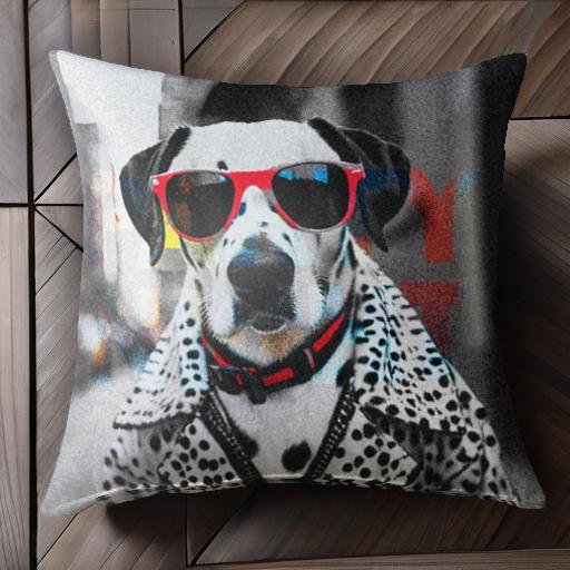 サングラス ダルメシアン スーツ 赤色 レトロ 犬 クッションカバー 45×45cm アニマル柄 おしゃれ 可愛..