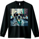 長袖Tシャツ 人間用 メンズ 秋春夏 プリント レジャー アウトドア カジュアル かわいい サングラス ダルメシアン スポット模様 コート 街中 ビル