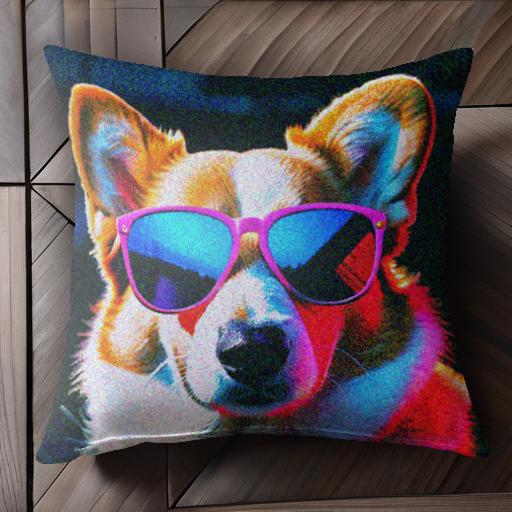サングラス コーギー ポップアート カラフル クッションカバー 45×45cm アニマル柄 おしゃれ 可愛い クッション本体付き 正方形