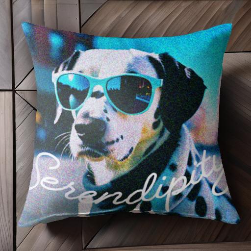 サングラス ダルメシアン 青空 モード クール ファッション クッションカバー 45×45cm アニマル柄 おしゃれ 可愛い クッション本体付き 正方形