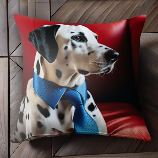 ネクタイ ダルメシアン ソファ 赤色 青色 クッションカバー 45×45cm アニマル柄 おしゃれ 可愛い クッション本体付き 正方形 犬ファン