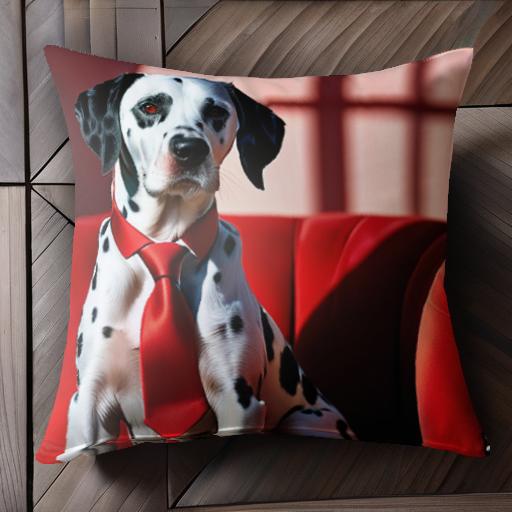 赤いネクタイ ダルメシアン ソファ 室内 影 クッションカバー 45×45cm アニマル柄 おしゃれ 可愛い ク..