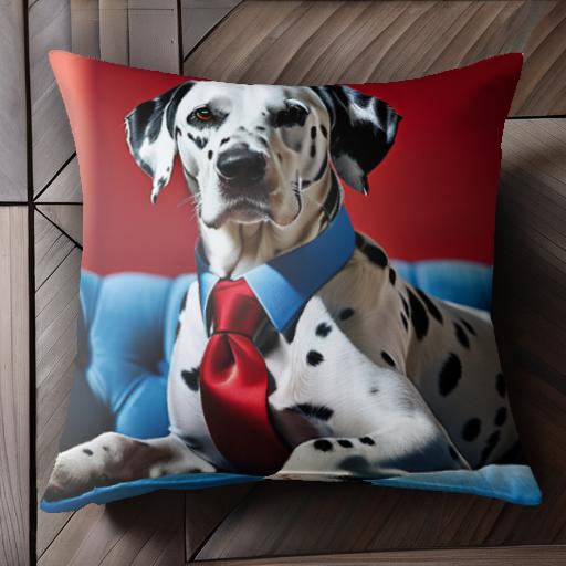 ソファ ダルメシアン ネクタイ 赤色 青色 室内 クッションカバー 45×45cm アニマル柄 おしゃれ 可愛い クッション本体付き 正方形 犬ファン