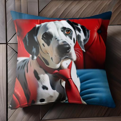 赤いネクタイ ダルメシアン 赤いソファ 青いソファ クッションカバー 45×45cm アニマル柄 おしゃれ 可..