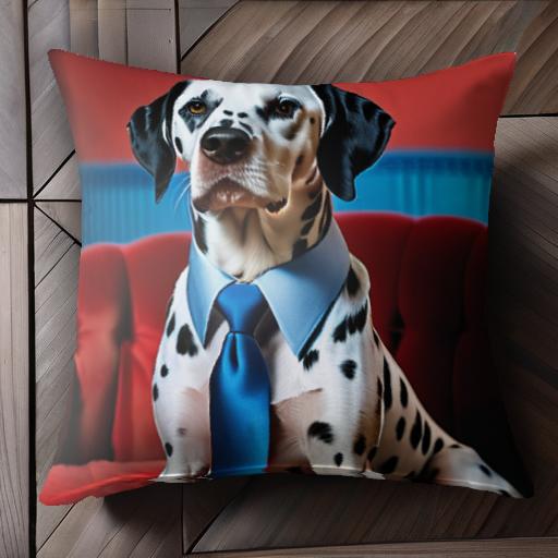 蝶ネクタイ ダルメシアン ソファ クッションカバー 45×45cm アニマル柄 おしゃれ 可愛い クッション本体付き 正方形 犬ファン