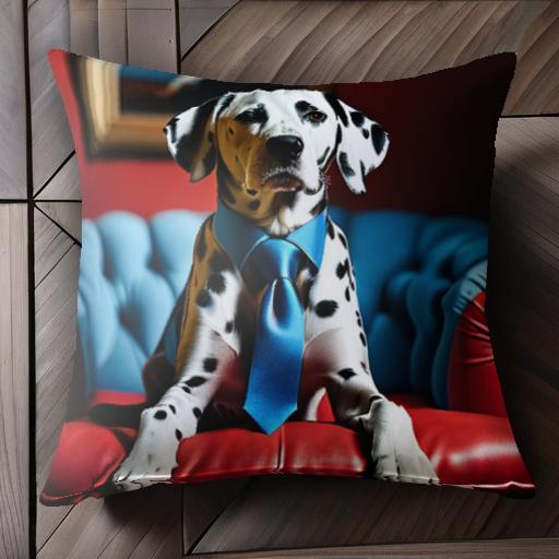 ネクタイ ダルメシアン ソファ 赤い 青い クラシック クッションカバー 45×45cm アニマル柄 おしゃれ 可愛い クッション本体付き 正方形 犬ファン