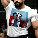 Tシャツ メンズ キッズ 犬ファン 半袖 春夏 犬柄 プリント カジュアル かわいい 人間用 フィットネス ダンス 赤いソファ ダルメシアン 青いネクタイ