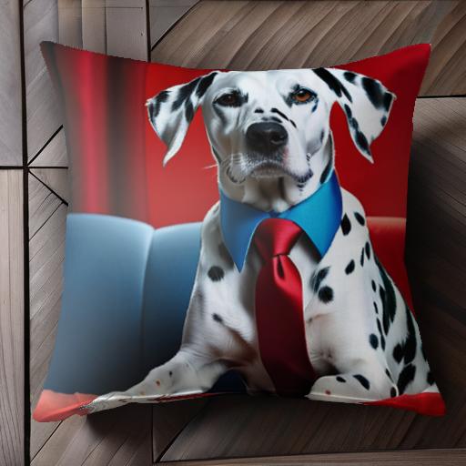 ソファ ダルメシアン ネクタイ 赤色 青色 クッションカバー 45×45cm アニマル柄 おしゃれ 可愛い クッション本体付き 正方形 犬ファン