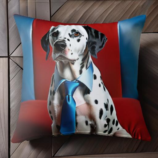 ネクタイ ダルメシアン 赤いソファ 青いソファ クッションカバー 45×45cm アニマル柄 おしゃれ 可愛い クッション本体付き 正方形 犬ファン