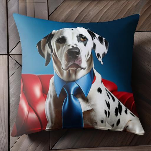 赤いソファ ダルメシアン 青いネクタイ クッションカバー 45×45cm アニマル柄 おしゃれ 可愛い クッシ..