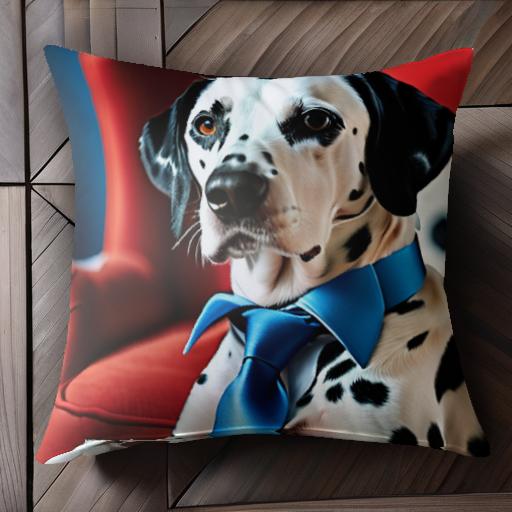 青いネクタイ ダルメシアン 赤い椅子 クッションカバー 45×45cm アニマル柄 おしゃれ 可愛い クッショ..