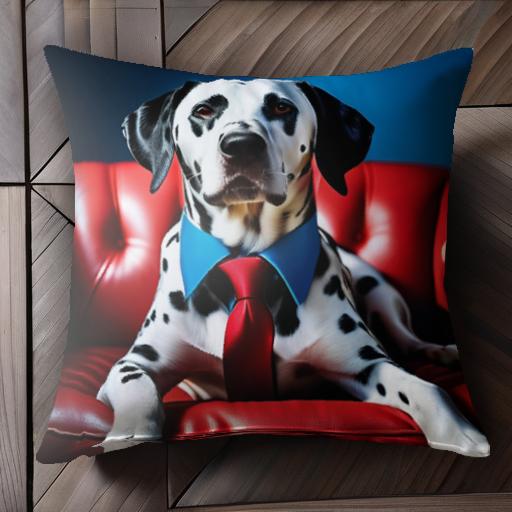 赤いソファー ダルメシアン 青いネクタイ クッションカバー 45×45cm アニマル柄 おしゃれ 可愛い クッ..