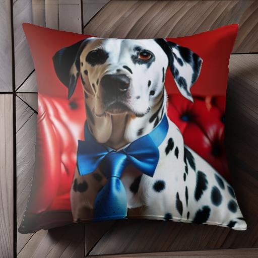 赤いソファ ダルメシアン ネクタイ リボン 室内 クッションカバー 45×45cm アニマル柄 おしゃれ 可愛い..