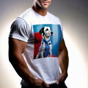 Tシャツ メンズ キッズ 犬ファン 半袖 春夏 犬柄 プリント カジュアル かわいい 人間用 フィットネス ダンス 赤いソファ ダルメシアン 青いネクタイ