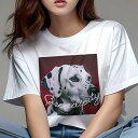 Tシャツ レディース キッズ 犬ファン 半袖 春夏 プリント カジュアル かわいい 人間用 フィットネス 幸運 ダルメシアン 楽しさ 赤背景 題字付き(4)