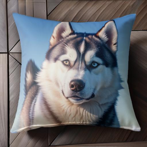 雪 シベリアンハスキー 冬 青空 そり犬 クッションカバー 45×45cm アニマル柄 おしゃれ 可愛い クッシ..