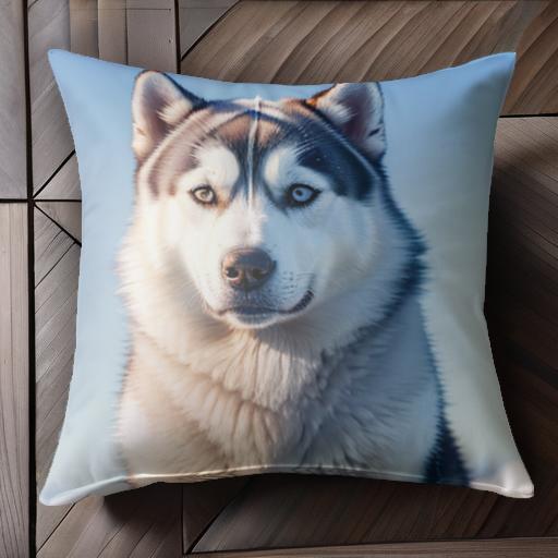 冬 シベリアンハスキー 雪 青空 冒険 アウトドア クッションカバー 45×45cm アニマル柄 おしゃれ 可愛..