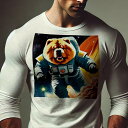 長袖Tシャツ 人間用 メンズ 秋春夏 プリント レジャー アウトドア カジュアル かわいい 犬ファン 宇宙服 チャウチャウ 宇宙 惑星 ロケット