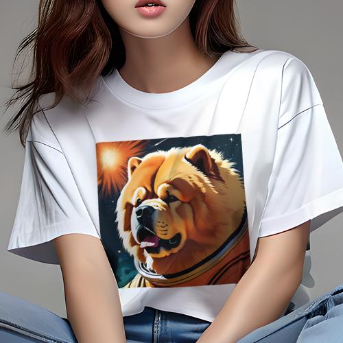 Tシャツ レディース 犬ファン 半袖 春夏 犬柄 プリント カジュアル かわいい 人間用 フィットネス ダンス 宇宙 チャウチャウ 星 爆発 Tシャツ レディース 犬ファン 半袖 春夏 犬柄 プリント カジュアル かわいい 人間用 フィットネス ダンス 宇宙 チャウチャウ 星 爆発