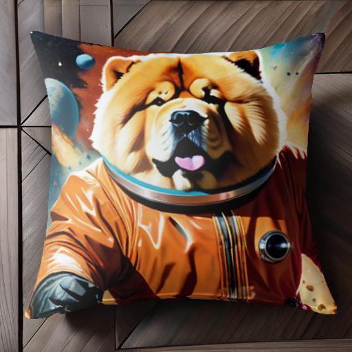 宇宙 チャウチャウ スペーススーツ 惑星 爆発 星 クッションカバー 45×45cm アニマル柄 おしゃれ 可愛い クッション本体付き 正方形 犬ファン