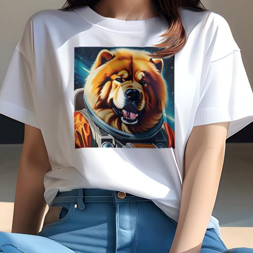 Tシャツ レディース 犬ファン 半袖 春夏 犬柄 プリント カジュアル かわいい 人間用 フィットネス ダンス 宇宙服 チャウチャウ犬 宇宙 宇宙飛行士 Tシャツ レディース 犬ファン 半袖 春夏 犬柄 プリント カジュアル かわいい 人間用 フィットネス ダンス 宇宙服 チャウチャウ犬 宇宙 宇宙飛行士