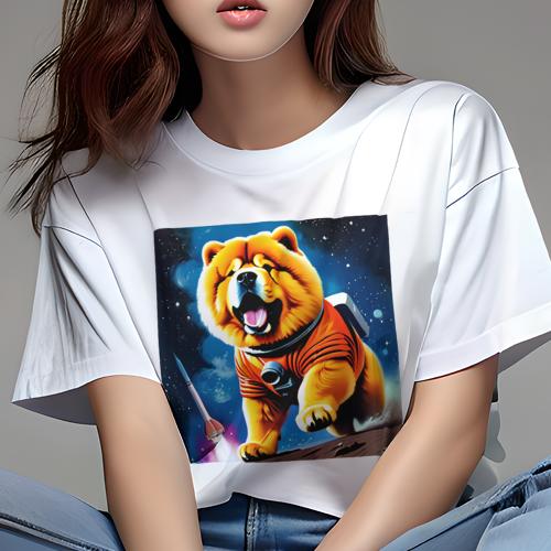 Tシャツ レディース 犬ファン 半袖 春夏 犬柄 プリント カジュアル かわいい 人間用 フィットネス ダンス 宇宙 チャウチャウ ロケット 宇宙服 星 月面 Tシャツ レディース 犬ファン 半袖 春夏 犬柄 プリント カジュアル かわいい 人間用 フィットネス ダンス 宇宙 チャウチャウ ロケット 宇宙服 星 月面