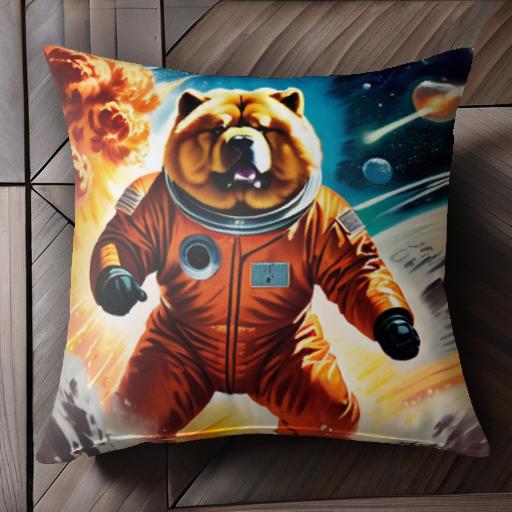 宇宙服 チャウチャウ 宇宙 惑星 爆発 クッションカバー 45×45cm アニマル柄 おしゃれ 可愛い クッショ..