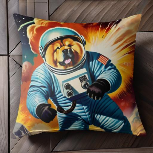 宇宙服 チャウチャウ 爆発 宇宙 星 惑星 クッションカバー 45×45cm アニマル柄 おしゃれ 可愛い クッシ..