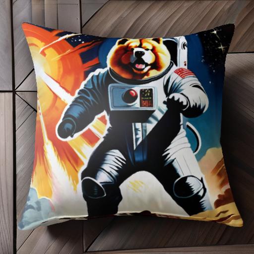 宇宙飛行士 チャウチャウ 宇宙 ロケット スペーススーツ 星 クッションカバー 45×45cm アニマル柄 おしゃれ 可愛い クッション本体付き 正方形 犬ファン