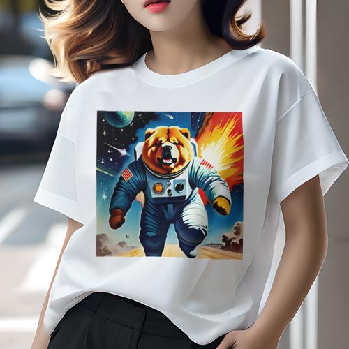 Tシャツ レディース 犬ファン 半袖 春夏 犬柄 プリント カジュアル かわいい 人間用 フィットネス ダンス 宇宙飛行士 宇宙 爆発 空 惑星 Tシャツ レディース 犬ファン 半袖 春夏 犬柄 プリント カジュアル かわいい 人間用 フィットネス ダンス 宇宙飛行士 宇宙 爆発 空 惑星