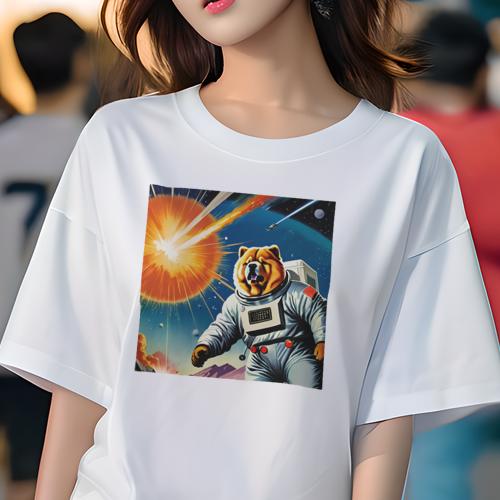 Tシャツ レディース 犬ファン 半袖 春夏 犬柄 プリント カジュアル かわいい 人間用 フィットネス ダンス 宇宙 チャウチャウ 爆発 宇宙服 惑星 ロケット Tシャツ レディース 犬ファン 半袖 春夏 犬柄 プリント カジュアル かわいい 人間用 フィットネス ダンス 宇宙 チャウチャウ 爆発 宇宙服 惑星 ロケット