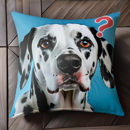 青い背景 ダルメシアン ハテナマーク クッションカバー 45×45cm アニマル柄 おしゃれ 可愛い クッショ..