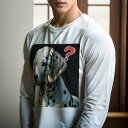 長袖Tシャツ 人間用 メンズ 秋春夏 プリント レジャー アウトドア カジュアル かわいい 犬ファン クエスチョンマーク ダルメシアン
