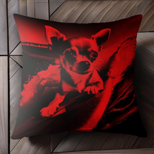 サーフィン チワワ 波 ビーチ レッドフィルター クッションカバー 45×45cm アニマル柄 おしゃれ 可愛い..