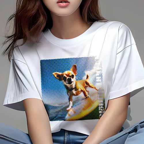 Tシャツ レディース 犬ファン 半袖 春夏 犬柄 プリント カジュアル かわいい 人間用 フィットネス ダンス ポップアート チワワ サーフボード カラフル Tシャツ レディース 犬ファン 半袖 春夏 犬柄 プリント カジュアル かわいい 人間用 フィットネス ダンス ポップアート チワワ サーフボード カラフル