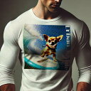 長袖Tシャツ 人間用 メンズ 秋春夏 プリント レジャー アウトドア カジュアル かわいい 犬ファン サングラス チワワ サーフボード ポップアート