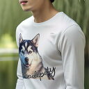 長袖Tシャツ 人間用 メンズ 秋春夏 プリント レジャー アウトドア カジュアル かわいい 犬ファン セレンディピティ シベリアンハスキー 幸運 美しい犬