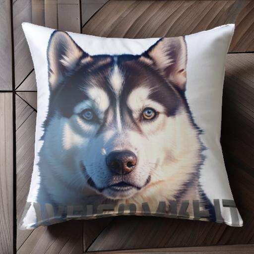 シベリアンハスキー クッションカバー 45×45cm アニマル柄 おしゃれ 可愛い クッション本体付き 正方形 犬ファン